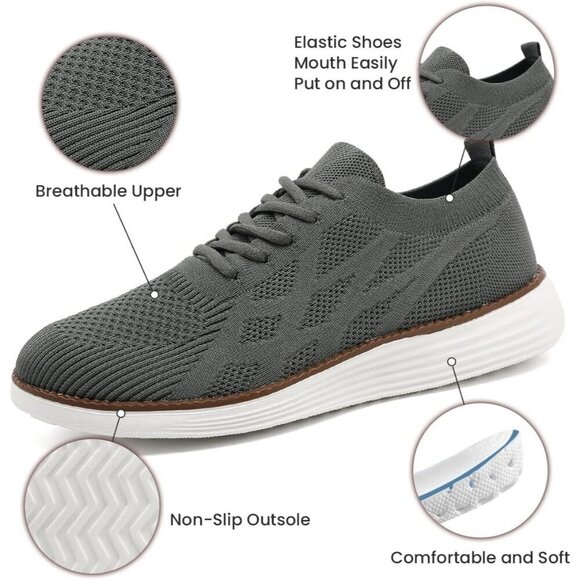 Mens Slip On Sneakers Walking Tennis Gray Shoes Running Gym Athletic Non Slip main image 5